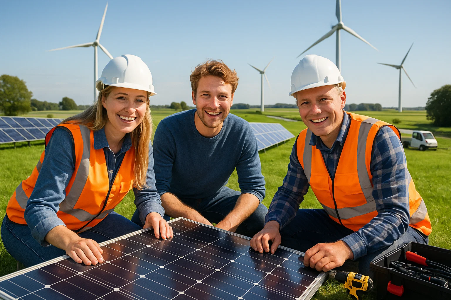 Technicus hernieuwbare energie inspecteert apparatuur, symboliseert expertise in groene energieoplossingen.
